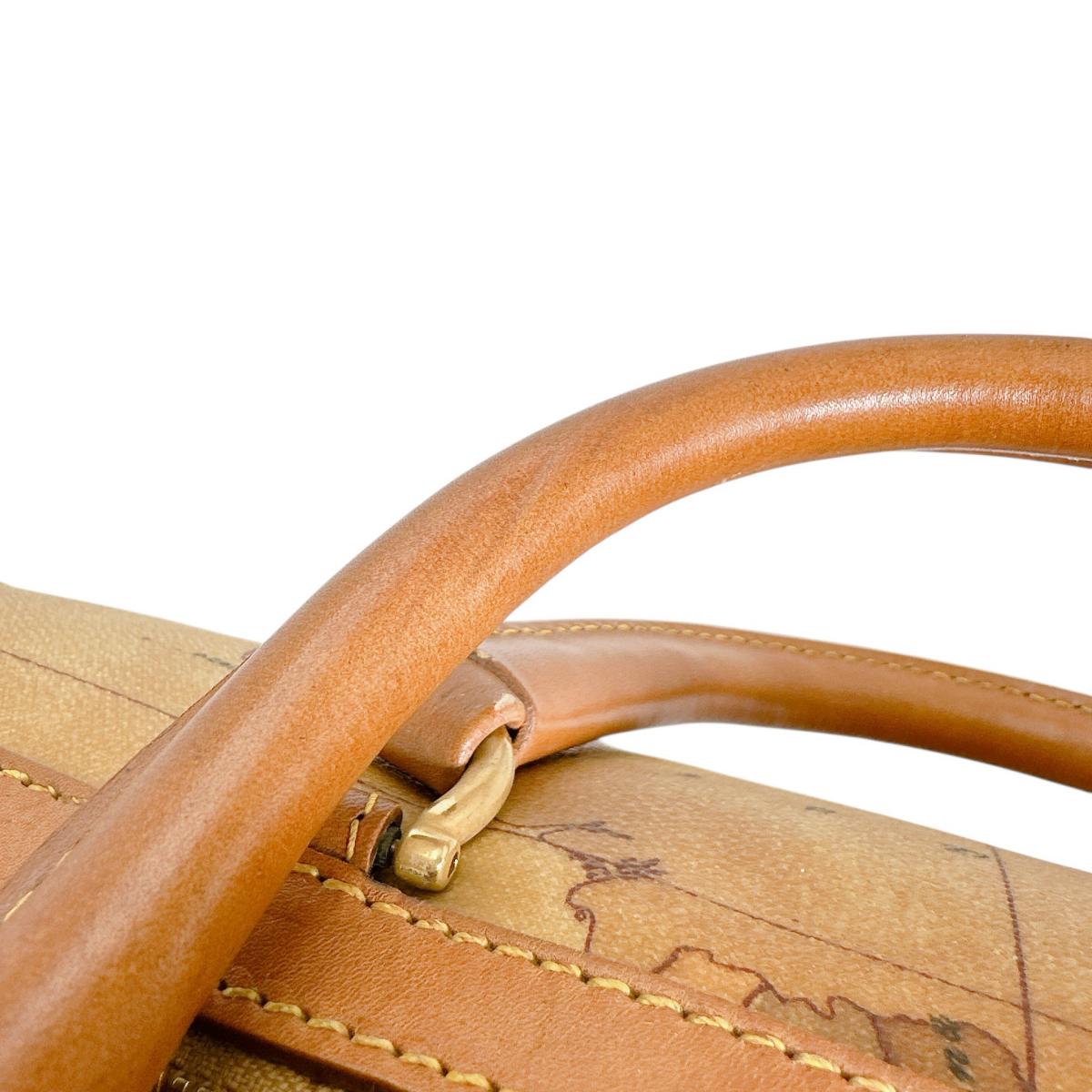 プリマクラッセ PRIMA CLASSE ボストンバッグ
 ミニボストン ハンドバッグ 地図柄 PVCコーティングキャンバス ブラウン 【SS】
 【中古】