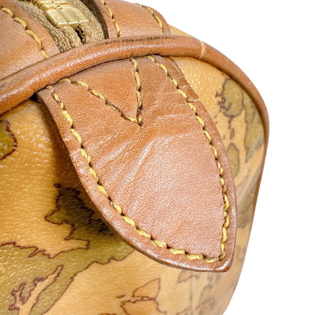 プリマクラッセ PRIMA CLASSE ボストンバッグ
 ミニボストン ハンドバッグ 地図柄 PVCコーティングキャンバス ブラウン 【SS】
 【中古】