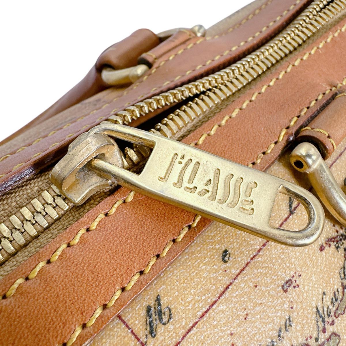 プリマクラッセ PRIMA CLASSE ボストンバッグ
 ミニボストン ハンドバッグ 地図柄 PVCコーティングキャンバス ブラウン 【SS】
 【中古】