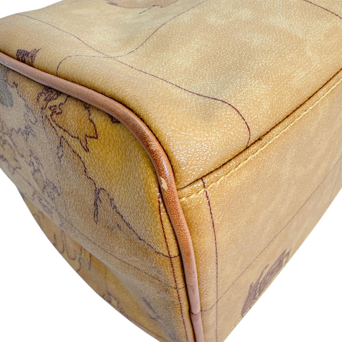 プリマクラッセ PRIMA CLASSE ボストンバッグ
 ミニボストン ハンドバッグ 地図柄 PVCコーティングキャンバス ブラウン 【SS】
 【中古】