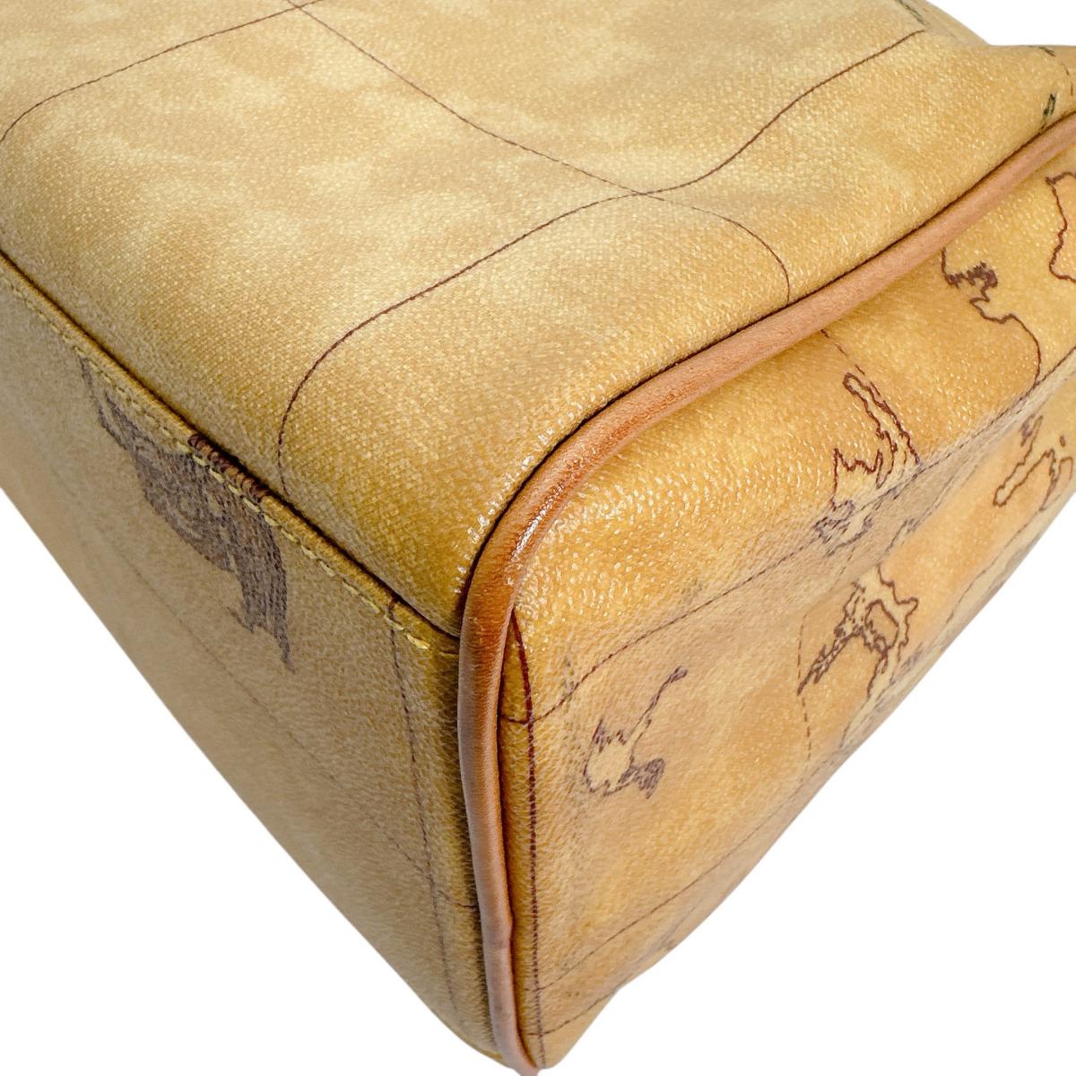 プリマクラッセ PRIMA CLASSE ボストンバッグ
 ミニボストン ハンドバッグ 地図柄 PVCコーティングキャンバス ブラウン 【SS】
 【中古】