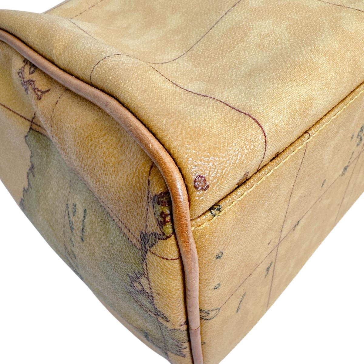 プリマクラッセ PRIMA CLASSE ボストンバッグ
 ミニボストン ハンドバッグ 地図柄 PVCコーティングキャンバス ブラウン 【SS】
 【中古】