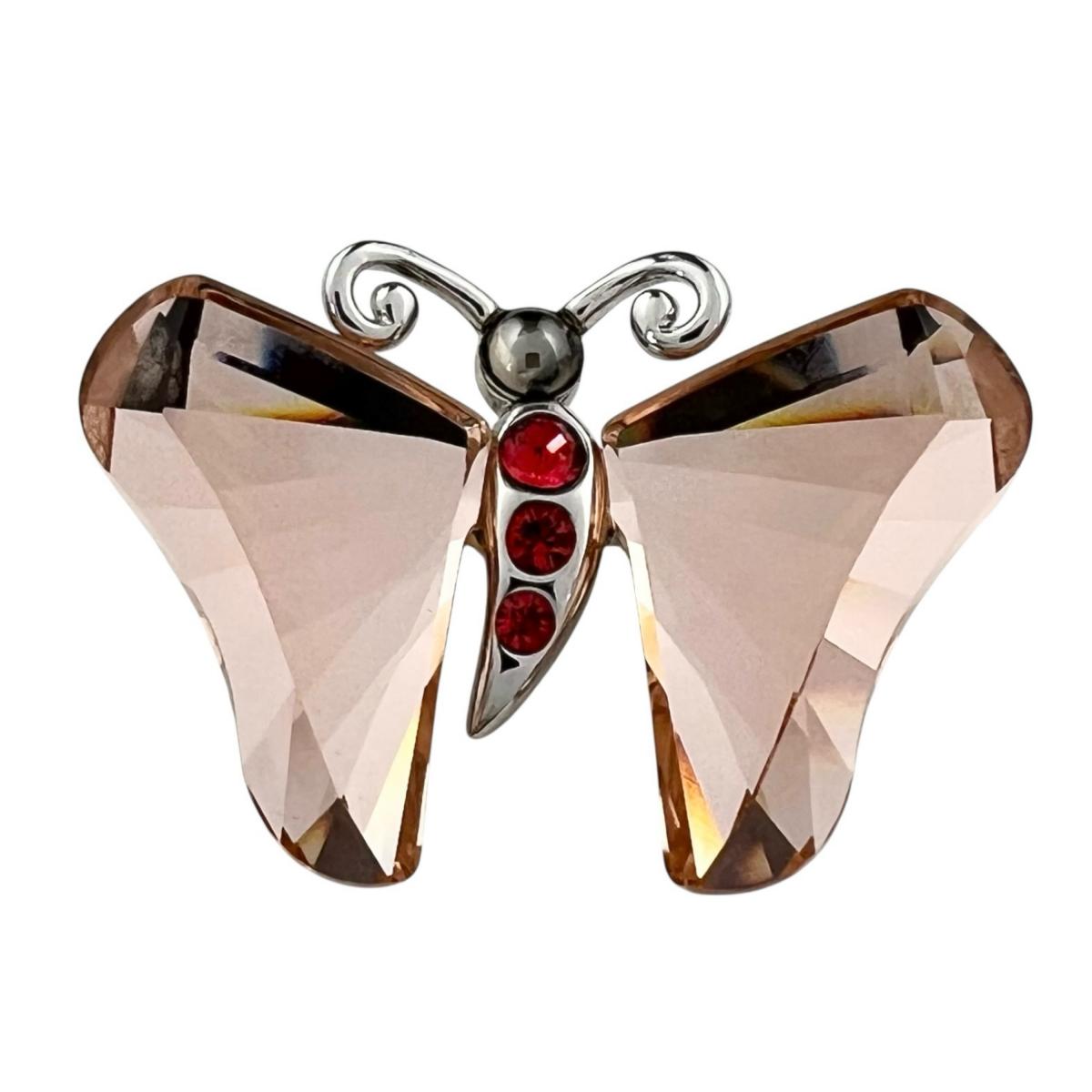 スワロフスキー SWAROVSKI ブローチ
 クリスタル バタフライ メタル クリスタル ピンクゴールド×シルバー 【SS】
 【中古】