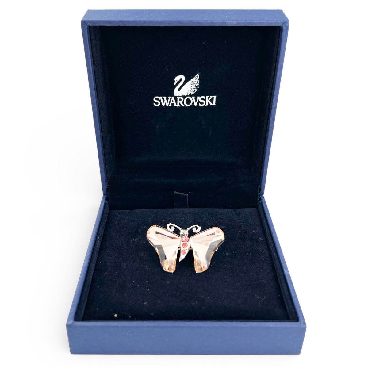 スワロフスキー SWAROVSKI ブローチ
 クリスタル バタフライ メタル クリスタル ピンクゴールド×シルバー 【SS】
 【中古】