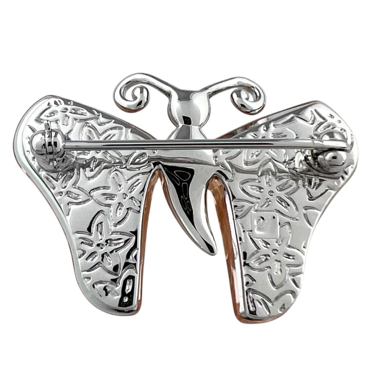 スワロフスキー SWAROVSKI ブローチ
 クリスタル バタフライ メタル クリスタル ピンクゴールド×シルバー 【SS】
 【中古】