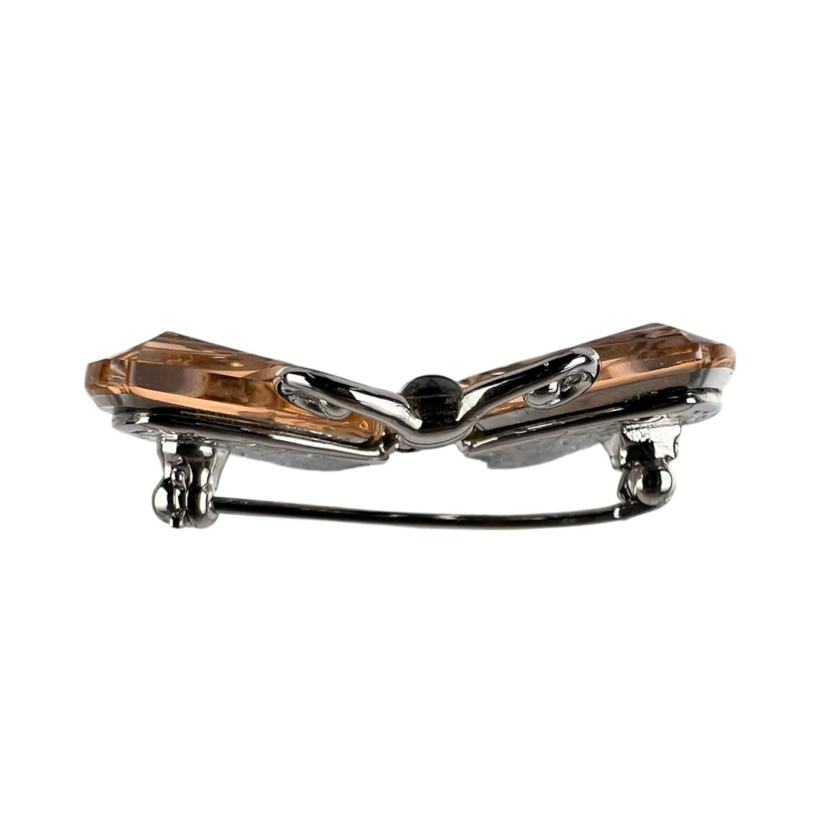 スワロフスキー SWAROVSKI ブローチ
 クリスタル バタフライ メタル クリスタル ピンクゴールド×シルバー 【SS】
 【中古】