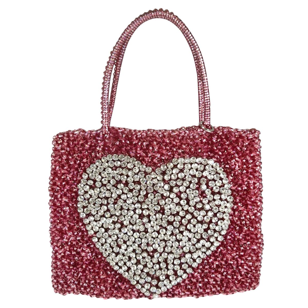 アンテプリマ ANTEPRIMA ハンドバッグ
 ワイヤーバッグ パーティー ハート ワイヤー ピンク×シルバー 【SS】
 【中古】