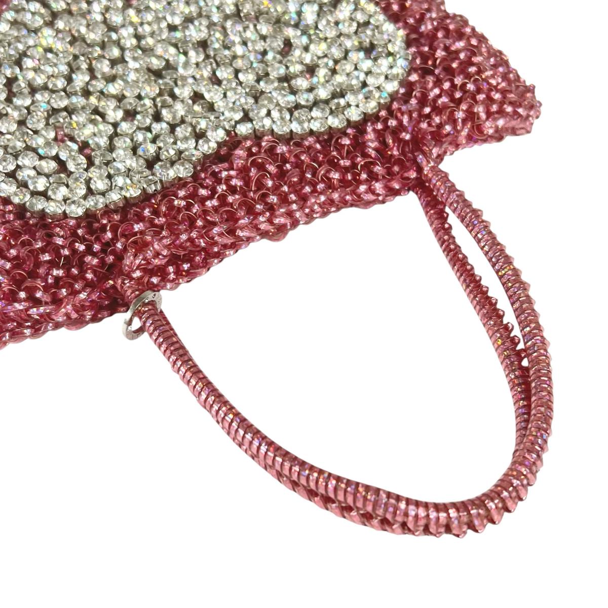 アンテプリマ ANTEPRIMA ハンドバッグ
 ワイヤーバッグ パーティー ハート ワイヤー ピンク×シルバー 【SS】
 【中古】