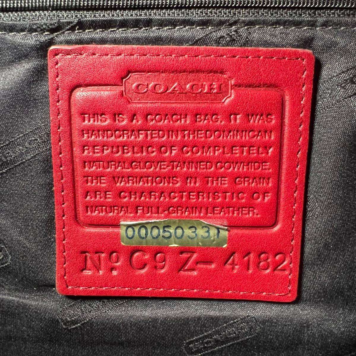 コーチ COACH ハンドバッグ
 トートバッグ オールドコーチ ラウンド型　 レザー 4182 レッド 【SS】
 【中古】