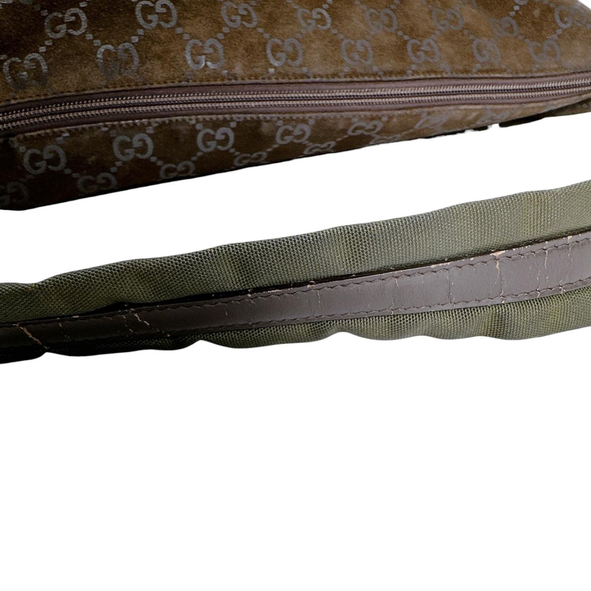 グッチ GUCCI ショルダーバッグ
 スエード ワンハンドル スクエア GGクリスタル 001・1206 ブラウン 【SS】
 【中古】