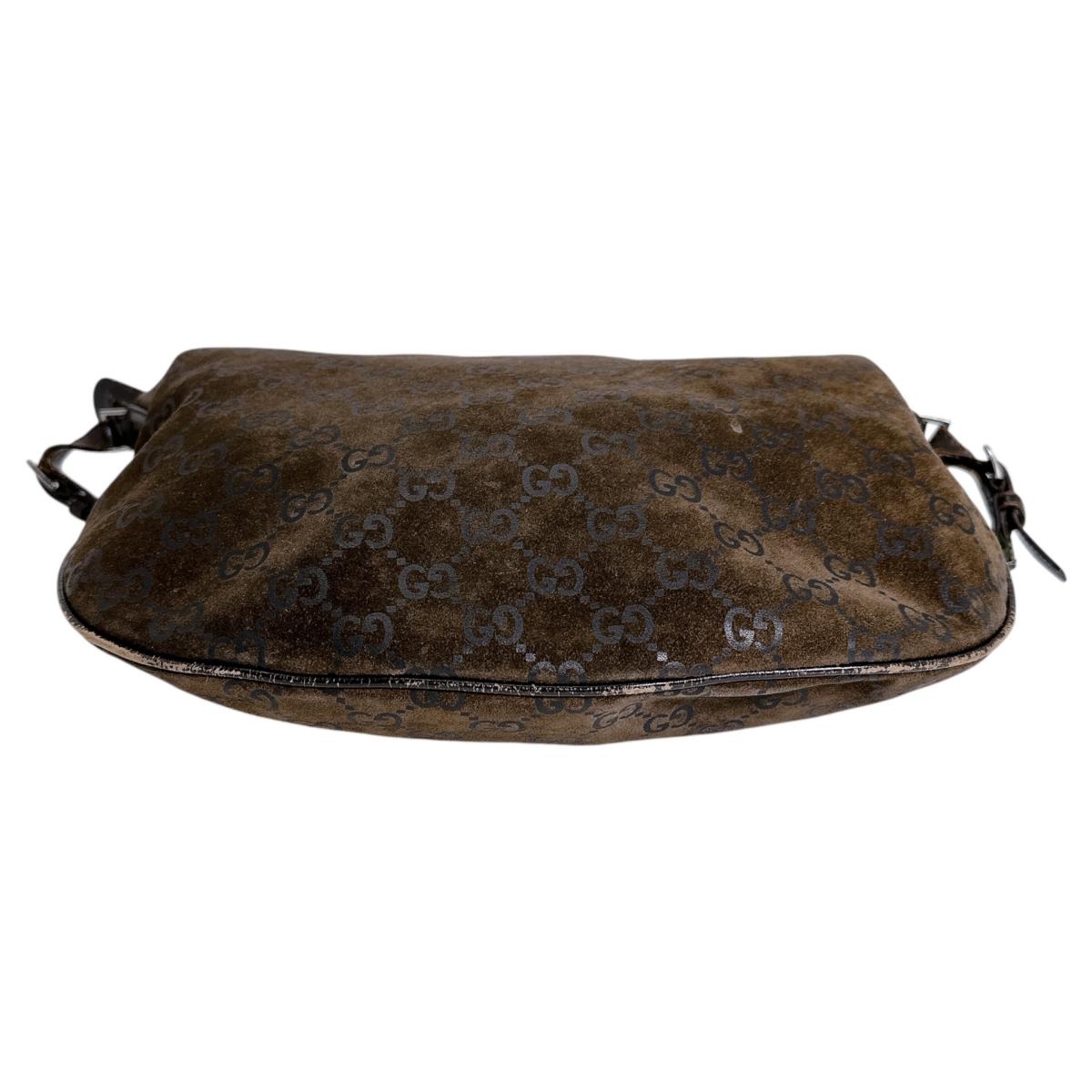 グッチ GUCCI ショルダーバッグ
 スエード ワンハンドル スクエア GGクリスタル 001・1206 ブラウン 【SS】
 【中古】