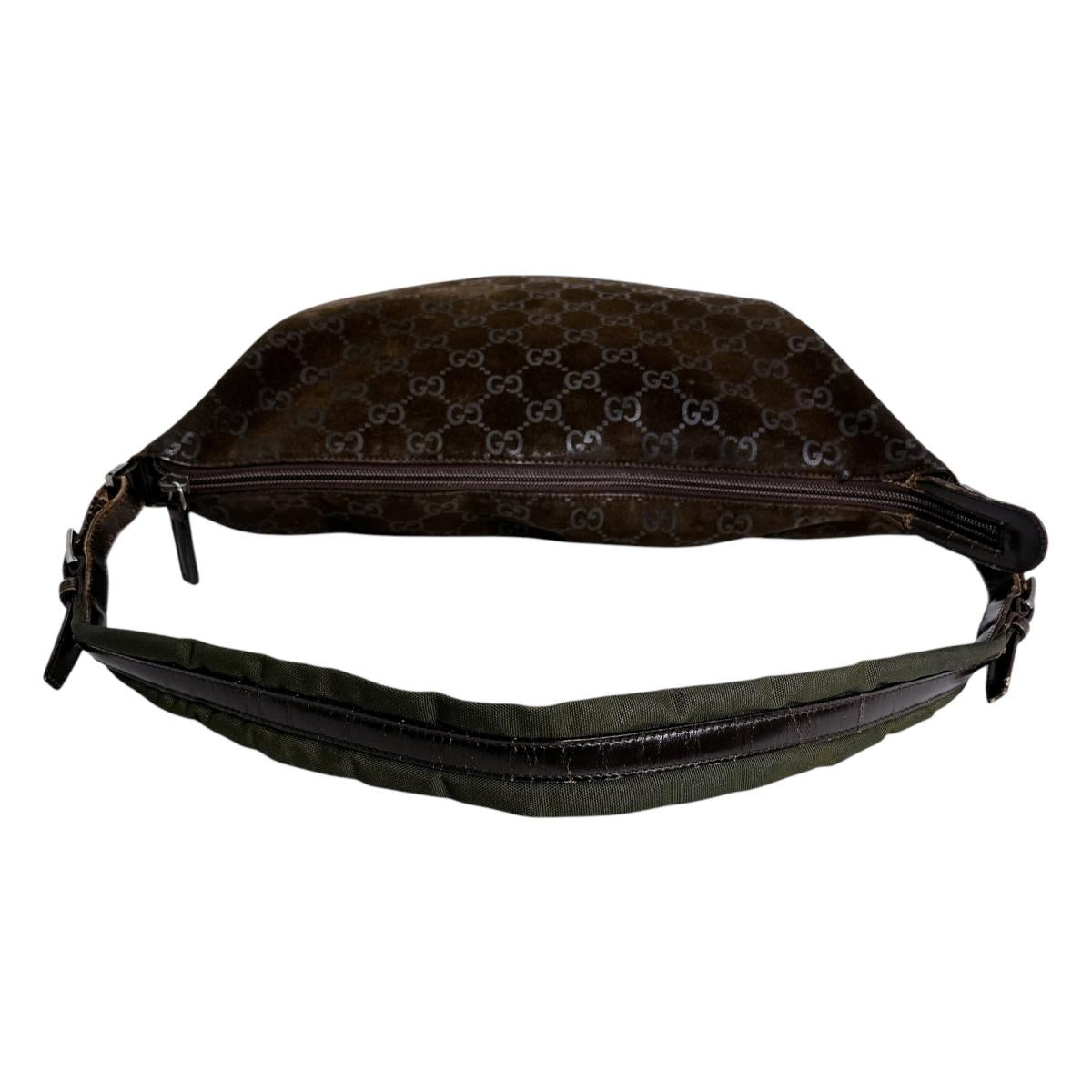 グッチ GUCCI ショルダーバッグ
 スエード ワンハンドル スクエア GGクリスタル 001・1206 ブラウン 【SS】
 【中古】