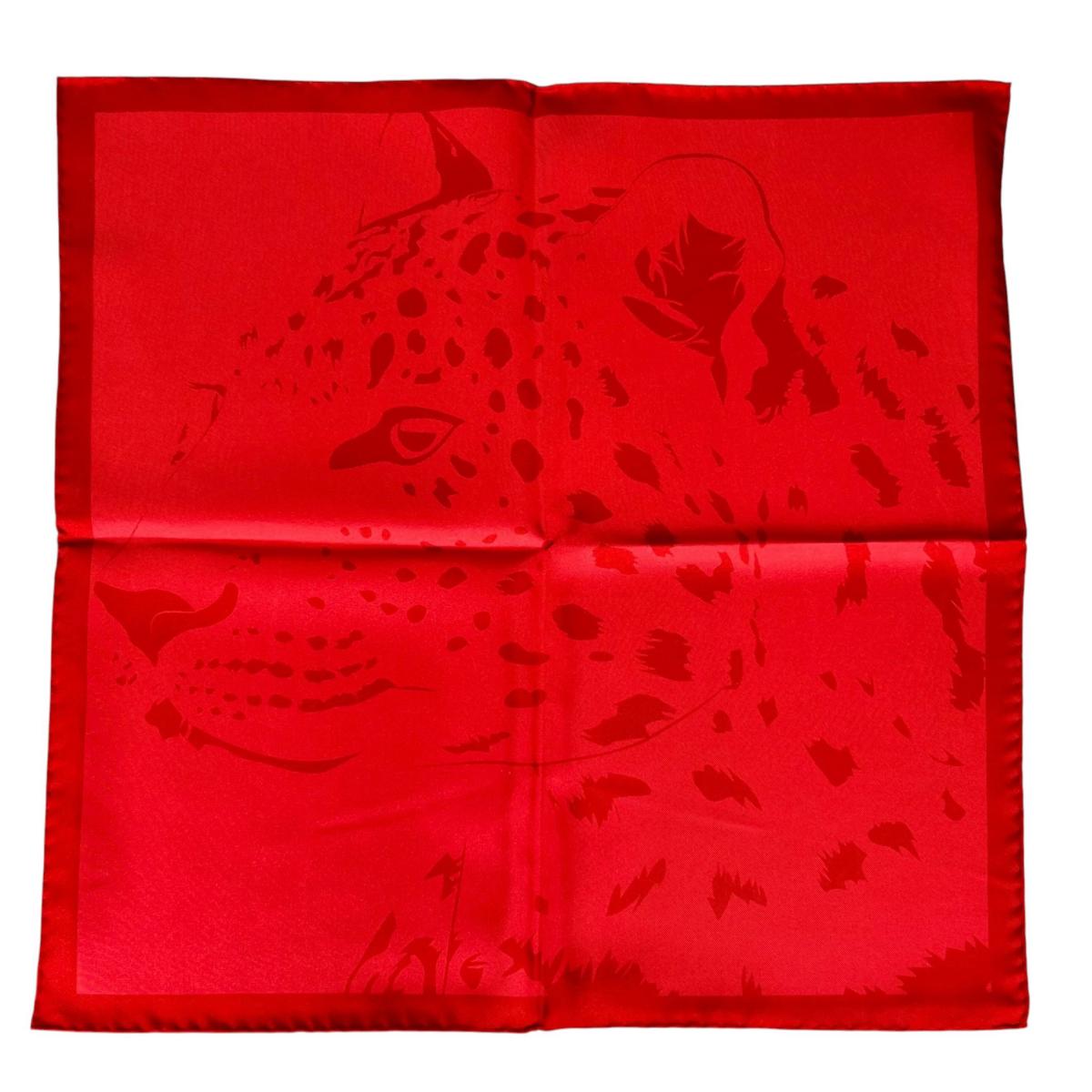 カルティエ CARTIER スカーフ
 スカーフ スクエア パンサー シルク CRPC001686 ルージュ 【SS】
 【中古】