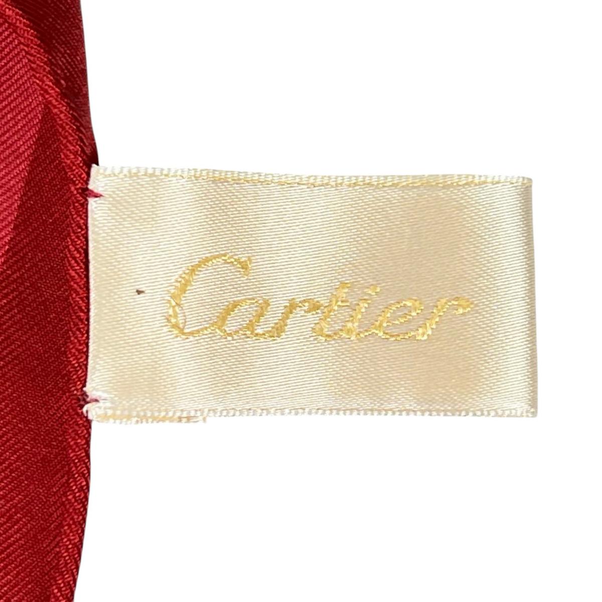 カルティエ CARTIER スカーフ
 スカーフ スクエア パンサー シルク CRPC001686 ルージュ 【SS】
 【中古】