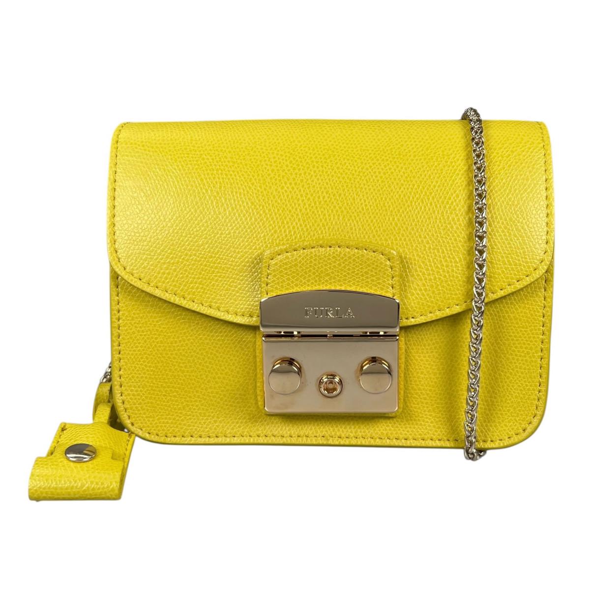 フルラ Furla ショルダーバッグ
 チェーンショルダーバッグ ゴールド金具 メトロポリス レザー イエロー 【SS】
 【中古】