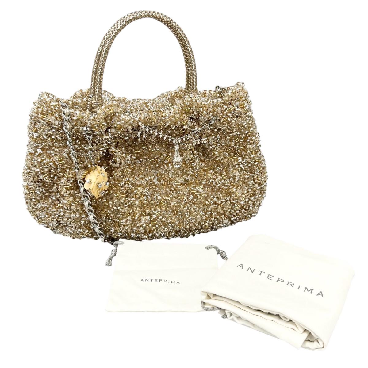 アンテプリマ ANTEPRIMA ハンドバッグ
 ワイヤーバッグ 2way ワイヤーグリッター ワイヤー シルバーゴールド 【SS】
 【中古】