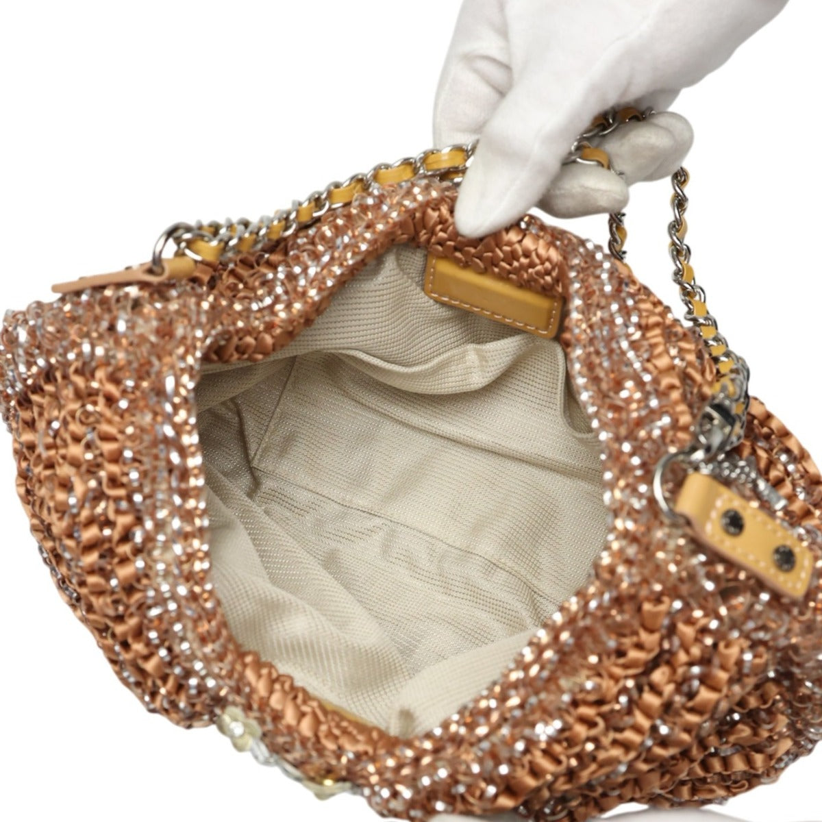 アンテプリマ ANTEPRIMA ハンドバッグ
 ワイヤーバッグ 2way ワイヤーグリッター ワイヤー ブラウン 【SS】
 【中古】