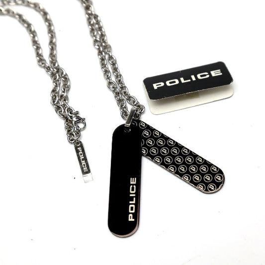 ポリス POLICE ネックレス
 プレートネックレス POLICE 20544PSB02 ブラック×シルバー 【SS】
 【中古】