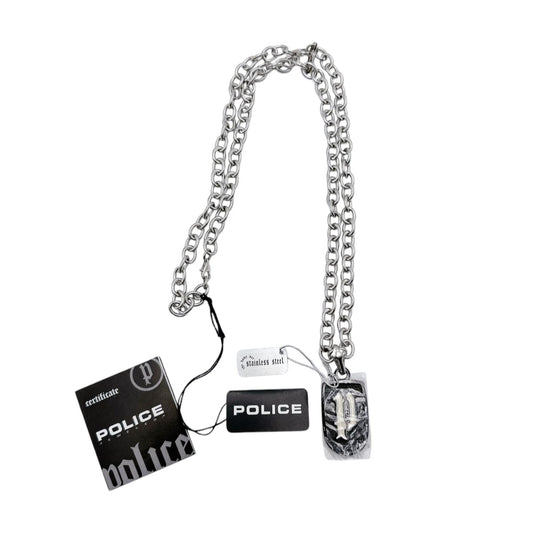 ポリス POLICE ネックレス
 ネックレス SENTINEL プレート 22409PSB02 ブラック 【SS】
 【中古】