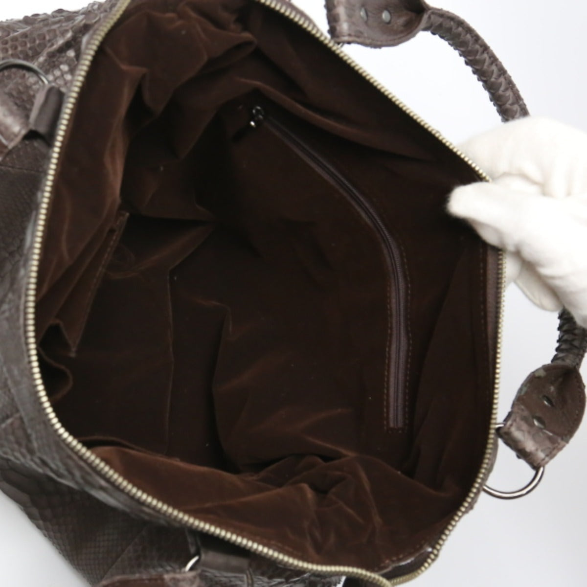 Handbags
 Damaged Python Handbag Python LB-2025 Nicotine Dark Brown [SS]
 【second hand】 