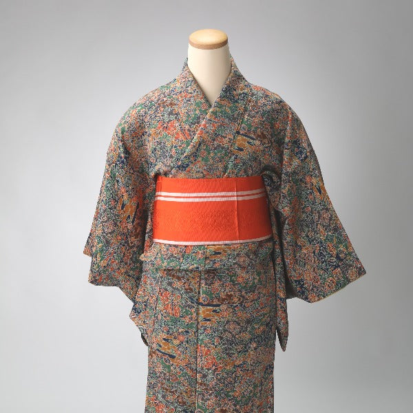 Other obi
 Presentation obi, pure silk, persimmon color, orange [SS]
 【second hand】 