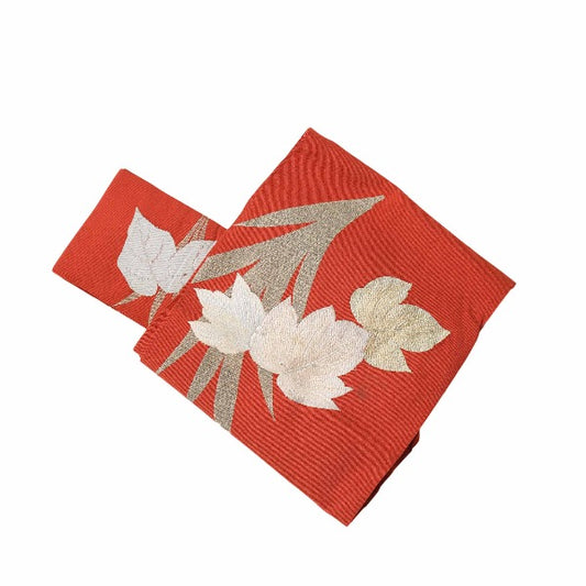 Nagoya obi
 8-inch Nagoya silk, orange background, orange x gold [H]
 【second hand】 