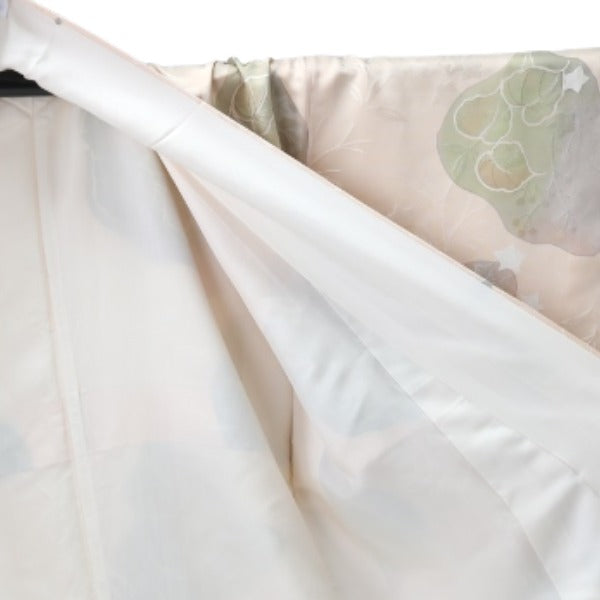 Homongi and Tsukesage
 Kimono, Japanese clothing, synthetic fiber, long kimono, lined, polyester, beige [H]
 【second hand】 