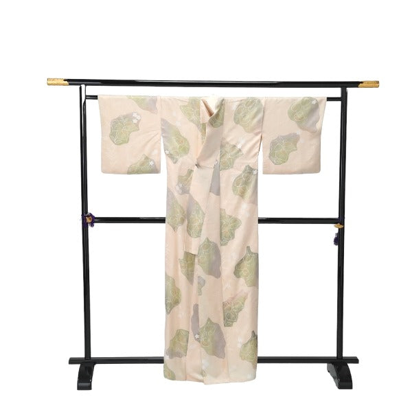 Homongi and Tsukesage
 Kimono, Japanese clothing, synthetic fiber, long kimono, lined, polyester, beige [H]
 【second hand】 