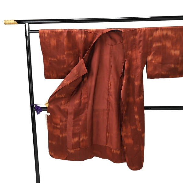 Travel and rain coat
 Kimono, Japanese clothing, synthetic fiber, Michiyuki coat, polyester, brick color [SS]
 【second hand】 