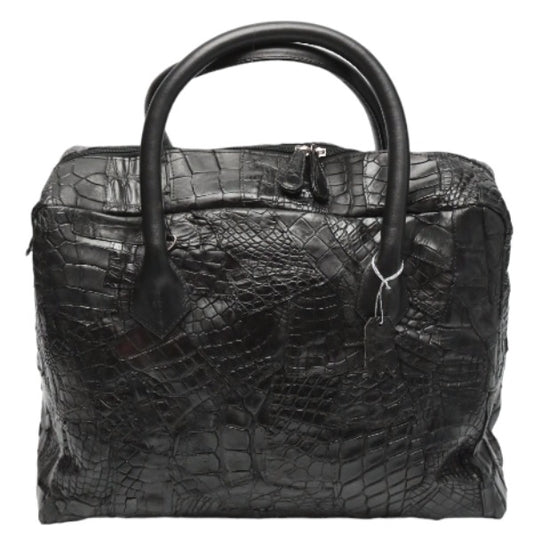 CROCODILE Boston bag
 2WAY Defective Crocodile Patch 11821 Black [SS]
 【second hand】 