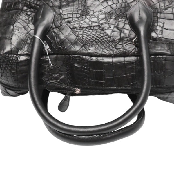 CROCODILE Boston bag
 2WAY Defective Crocodile Patch 11821 Black [SS]
 【second hand】 