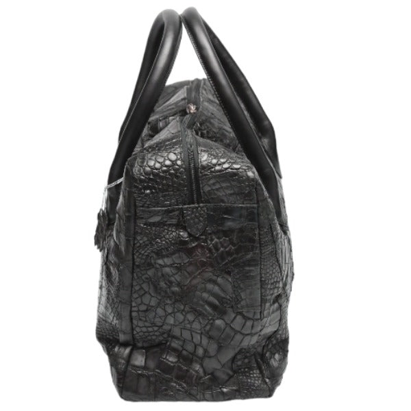 CROCODILE Boston bag
 2WAY Defective Crocodile Patch 11821 Black [SS]
 【second hand】 