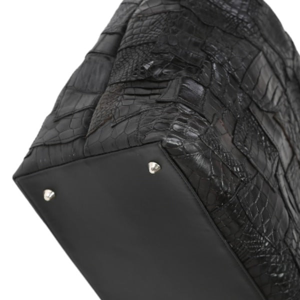 クロコダイル CROCODILE ショルダーバッグ
 パッチワーク 訳あり マット クロコダイル K-11765 ブラック 【H】