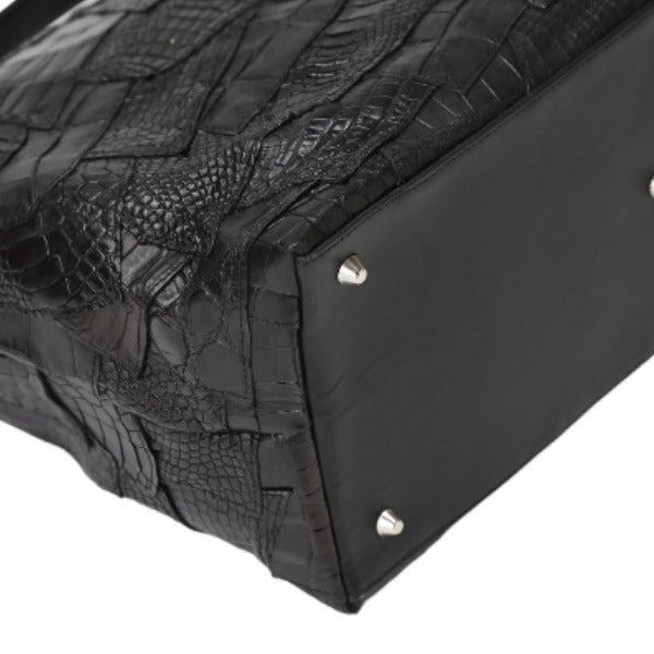 クロコダイル CROCODILE ショルダーバッグ
 パッチワーク 訳あり マット クロコダイル K-11765 ブラック 【H】