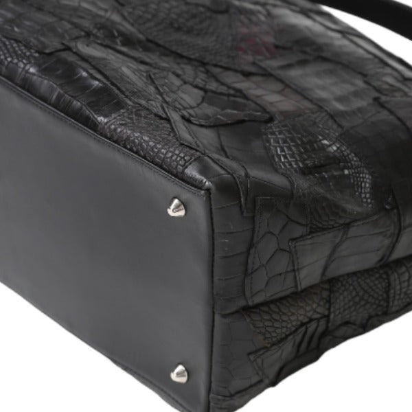 クロコダイル CROCODILE ショルダーバッグ
 パッチワーク 訳あり マット クロコダイル K-11765 ブラック 【H】
