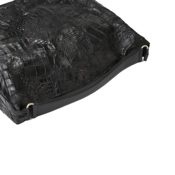 クロコダイル CROCODILE ショルダーバッグ
 パッチワーク 訳あり マット クロコダイル K-11765 ブラック 【H】
