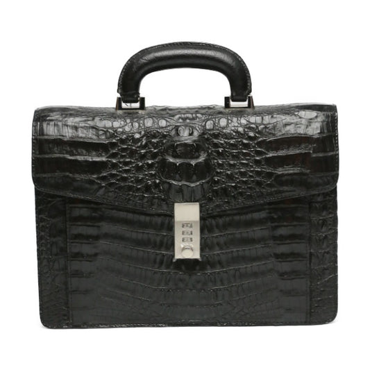 カイマンクロコダイル CAIMAN CROCODILE セカンドバッグ
 紳士用メンズバック カイマン 3678 ブラック 【SS】
 【中古】