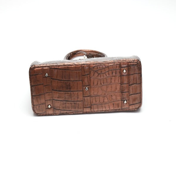 Crocodile handbag
 Henlon Metallic 30cm Crocodile YB-2101 Brown [SS]
 【second hand】 