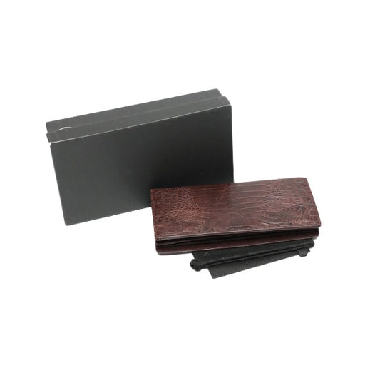 Crocodile CROCODILE Long Wallet
 Long wallet with card slots, bi-fold, caiman berry, caiman, wine [SS] 