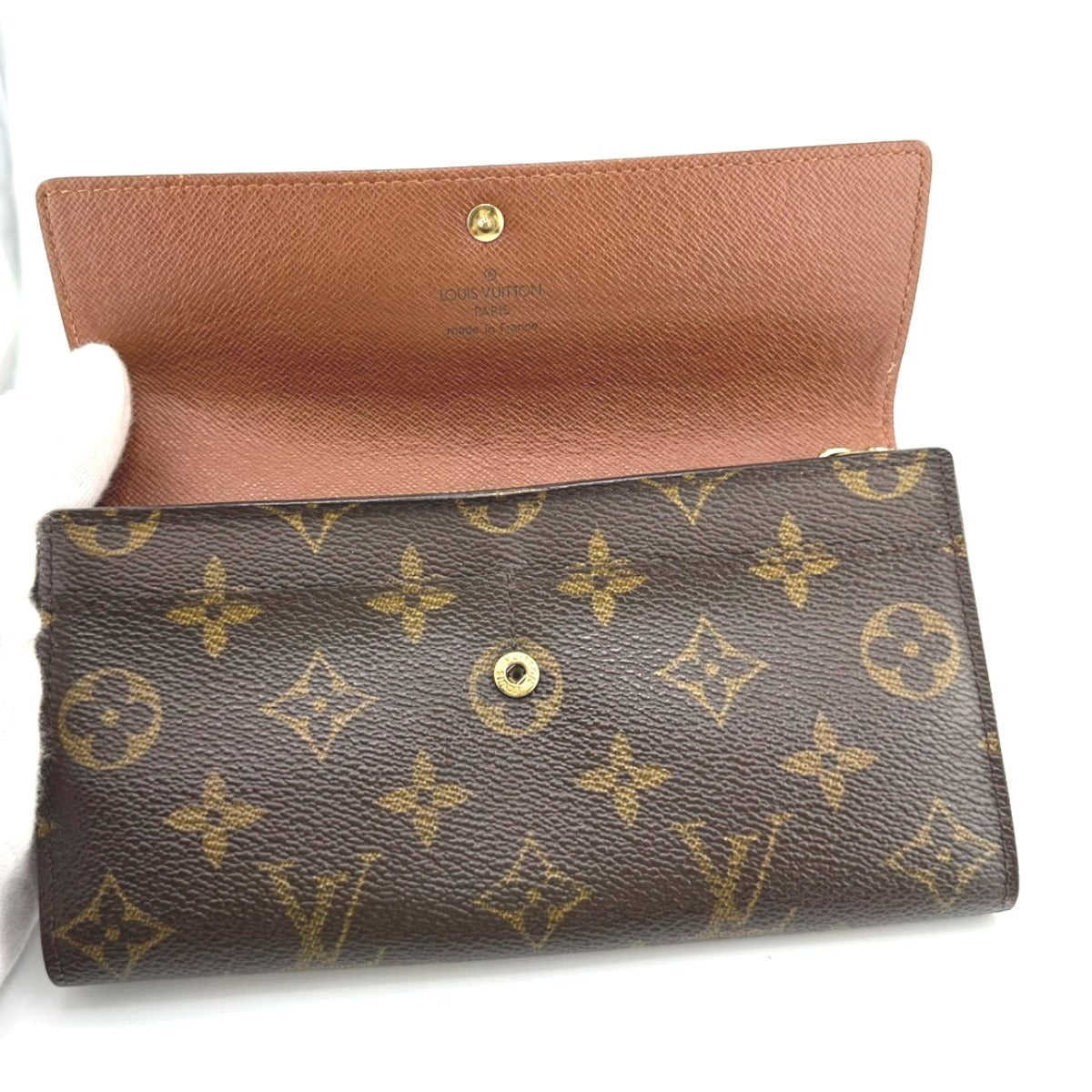 ルイヴィトン LOUIS VUITTON 長財布
 ファスナー付き モノグラム ポシェット・ポルトモネクレディ モノグラムキャンバス M61725 ブラウン LV
 【SS】
 【中古】