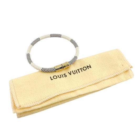 ルイヴィトン LOUIS VUITTON ブレスレット
 ブラスレ キープ イット ダミエ・グラフィット ホワイト ダミエアズールキャンバス M6607E ホワイト LV
 【SS】
 【中古】