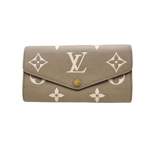 ルイヴィトン LOUIS VUITTON 長財布
 フラップ式長財布 モノグラムアンプラント ポルトフォイユ・サラ モノグラムアンプラント M81049 ベージュ LV
 【SS】
 【中古】