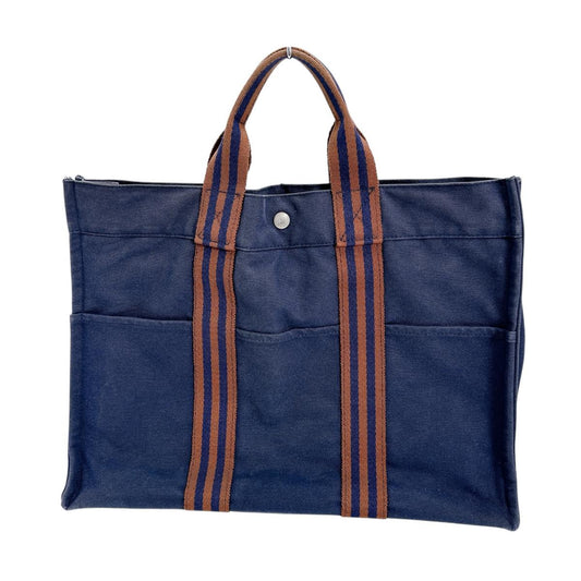 エルメス HERMES トートバッグ
 ハンドバッグ ビジネスバッグ フールトゥMM コットン ネイビー 【SS】
 【中古】