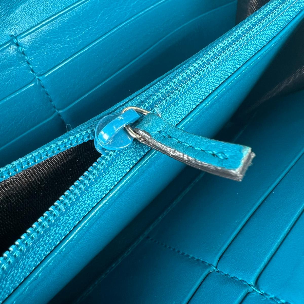 グッチ GUCCI 長財布
 ラウンドファスナー長財布 マイクロシマ GG柄 レザー 449391 ブルー 【SS】
 【中古】