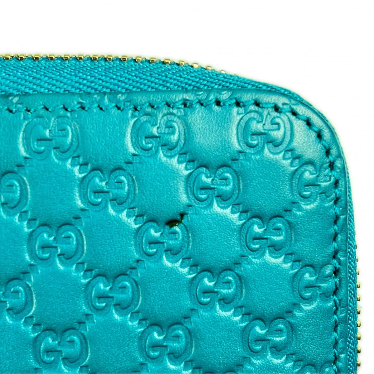 グッチ GUCCI 長財布
 ラウンドファスナー長財布 マイクロシマ GG柄 レザー 449391 ブルー 【SS】
 【中古】