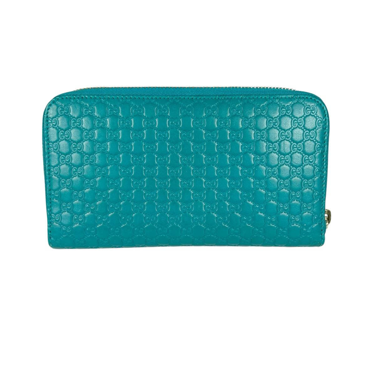 グッチ GUCCI 長財布
 ラウンドファスナー長財布 マイクロシマ GG柄 レザー 449391 ブルー 【SS】
 【中古】