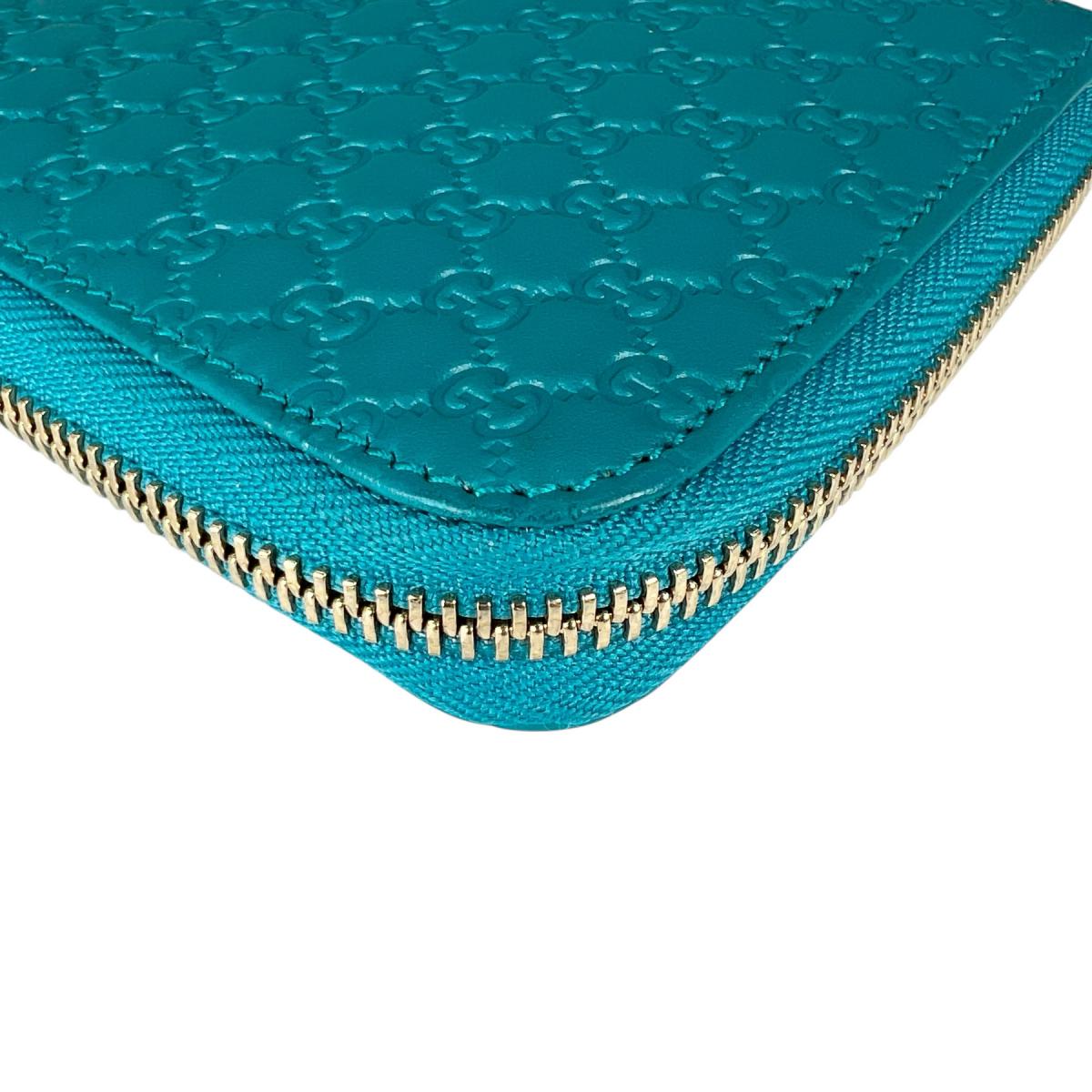 グッチ GUCCI 長財布
 ラウンドファスナー長財布 マイクロシマ GG柄 レザー 449391 ブルー 【SS】
 【中古】