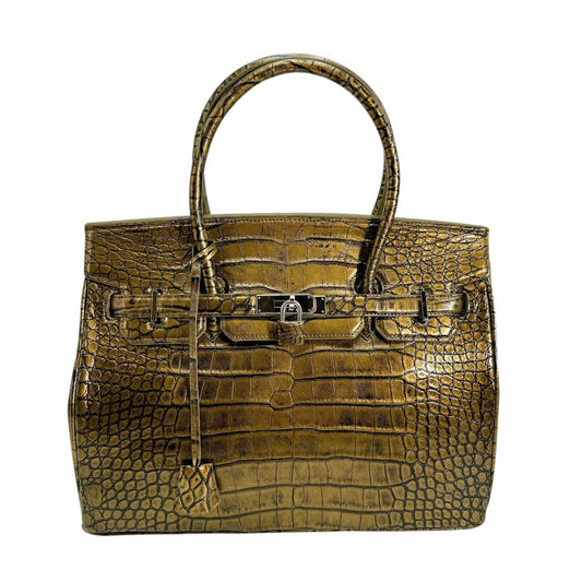 クロコダイル CROCODILE ハンドバッグ
 メタリック クロコダイル YB-2103 メタリック 【SS】