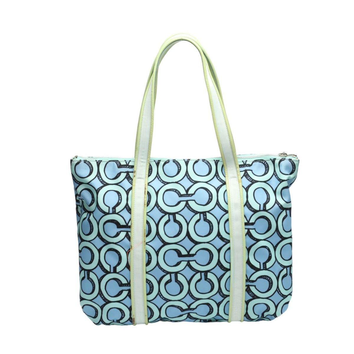 Coach COACH tote bag
 Poppy Canvas 3D Op Art Gram Leather 14983 Blue [SS]
 【second hand】 