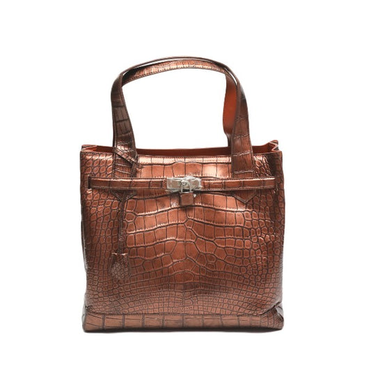 Crocodile CROCODILE Tote Bag
 Metallic Crocodile 3983 Brown [SS]
 【second hand】 